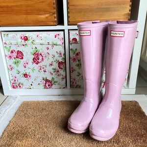 Pink Matte Hunter Boots Tall